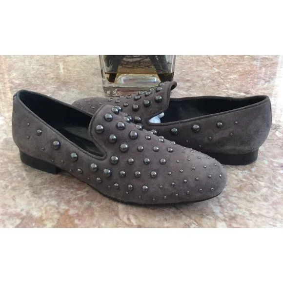 Donald J. Pliner Gray Leather Suede Loafers Size 8.5 donald j pliner JOE Dark Grey Factory Sale main image 3